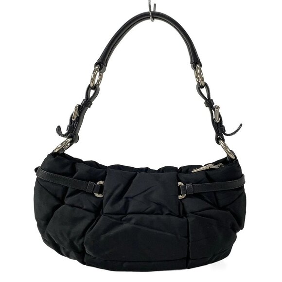 Auth PRADA - BR3815 Black Nylon Leather Shoulder Bag - Picture 2 of 16